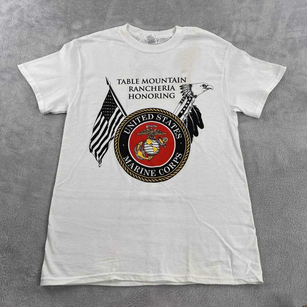 USMC Marine Corps T-Shirt Mens S White Table Mountain Rancheria Eagle Graphic
